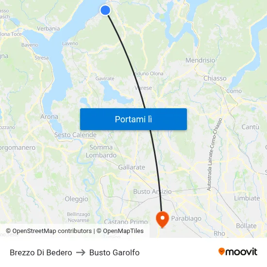 Brezzo Di Bedero to Busto Garolfo map