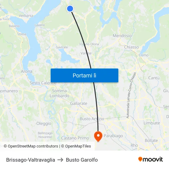 Brissago-Valtravaglia to Busto Garolfo map