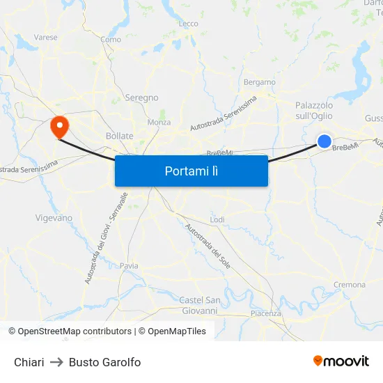 Chiari to Busto Garolfo map