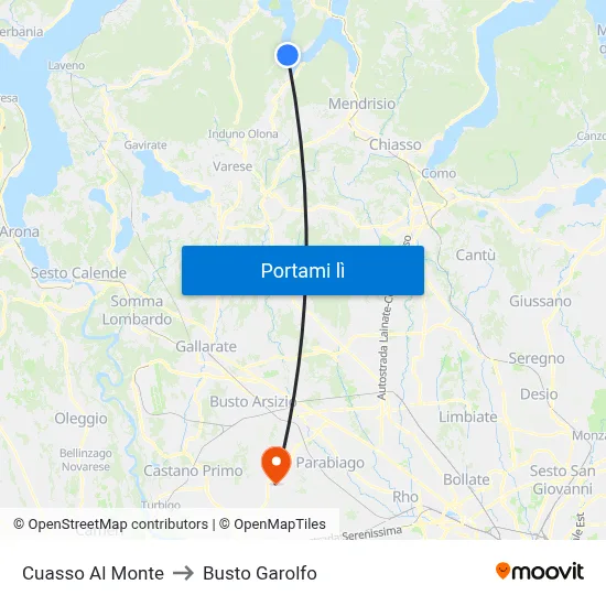 Cuasso Al Monte to Busto Garolfo map