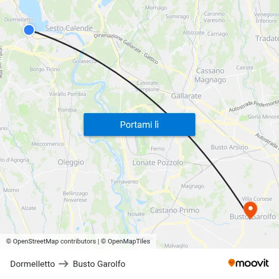 Dormelletto to Busto Garolfo map