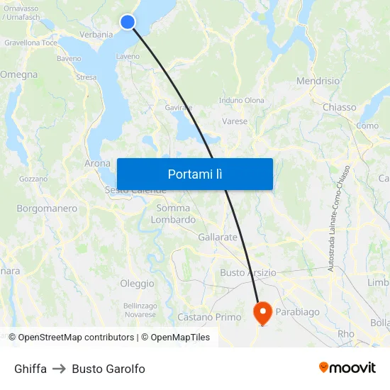 Ghiffa to Busto Garolfo map