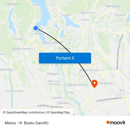 Meina to Busto Garolfo map