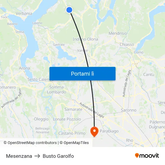 Mesenzana to Busto Garolfo map