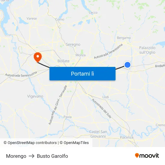 Morengo to Busto Garolfo map