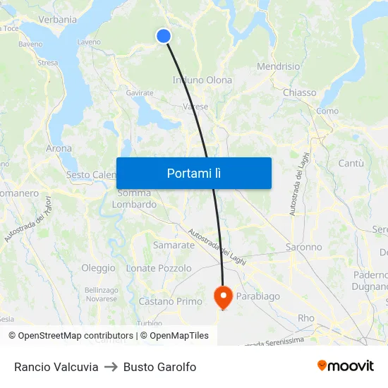 Rancio Valcuvia to Busto Garolfo map