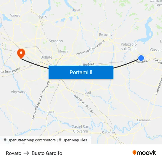 Rovato to Busto Garolfo map