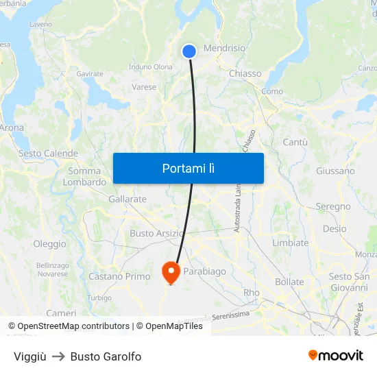 Viggiù to Busto Garolfo map