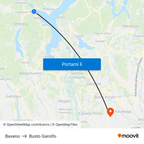 Baveno to Busto Garolfo map
