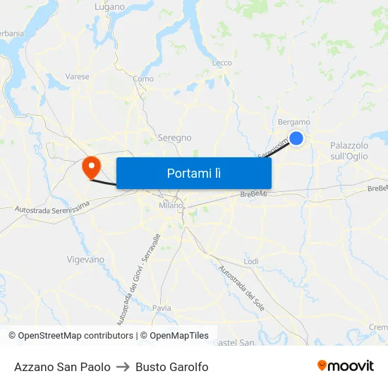 Azzano San Paolo to Busto Garolfo map