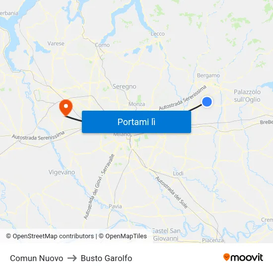 Comun Nuovo to Busto Garolfo map
