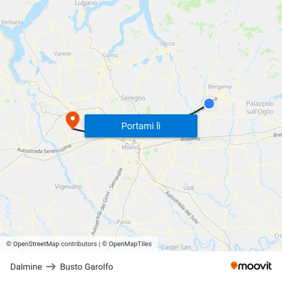 Dalmine to Busto Garolfo map