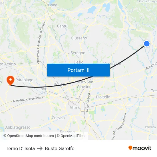 Terno D' Isola to Busto Garolfo map