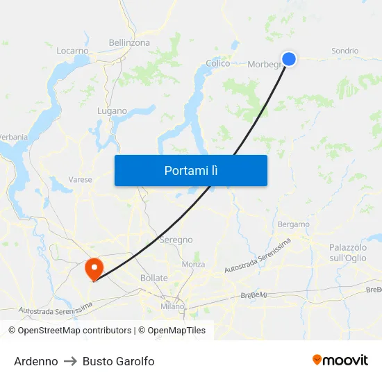 Ardenno to Busto Garolfo map