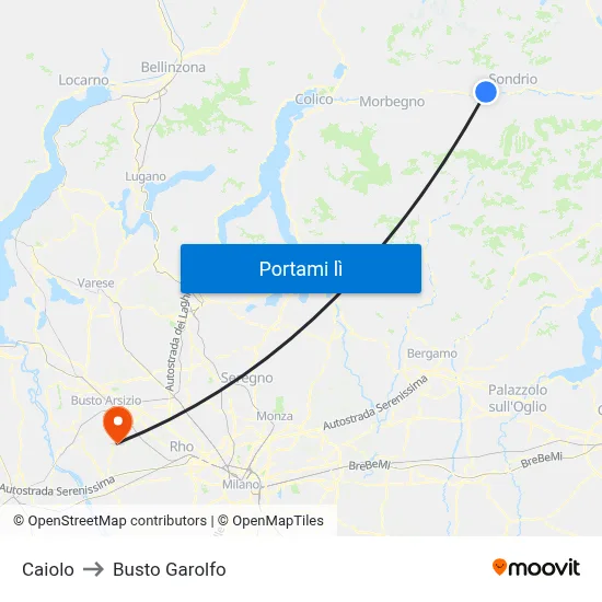 Caiolo to Busto Garolfo map