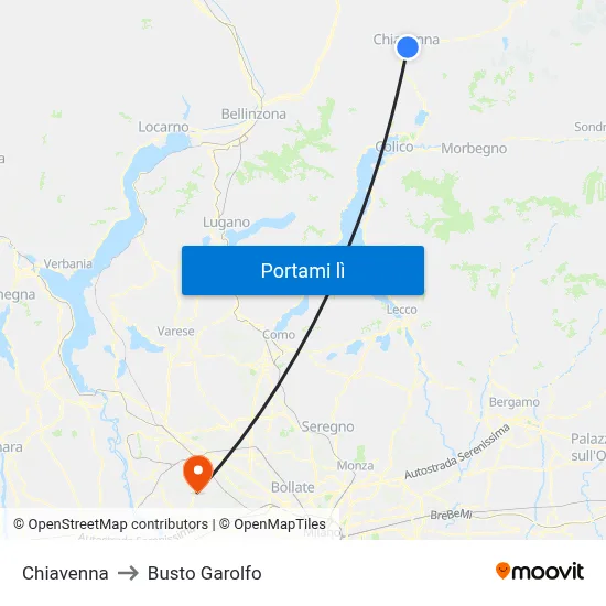 Chiavenna to Busto Garolfo map