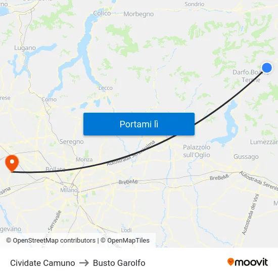 Cividate Camuno to Busto Garolfo map