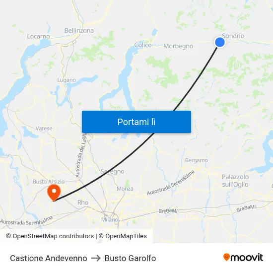Castione Andevenno to Busto Garolfo map