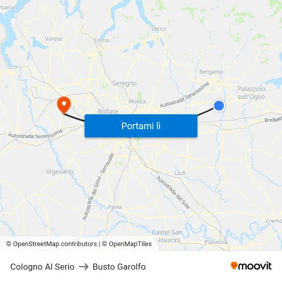 Cologno Al Serio to Busto Garolfo map