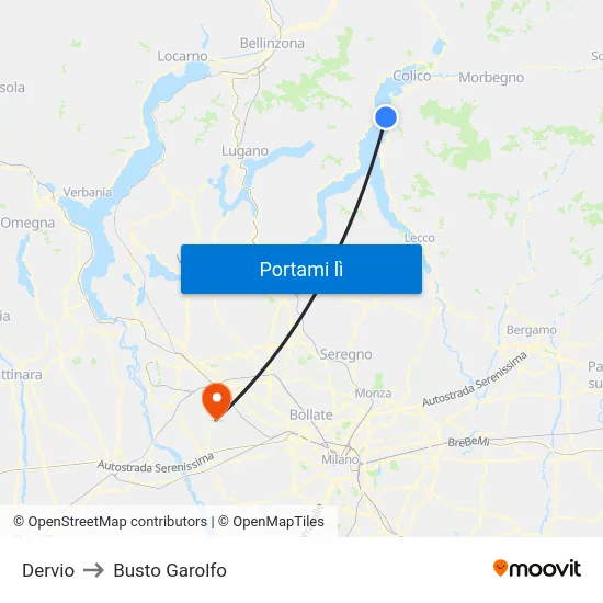Dervio to Busto Garolfo map