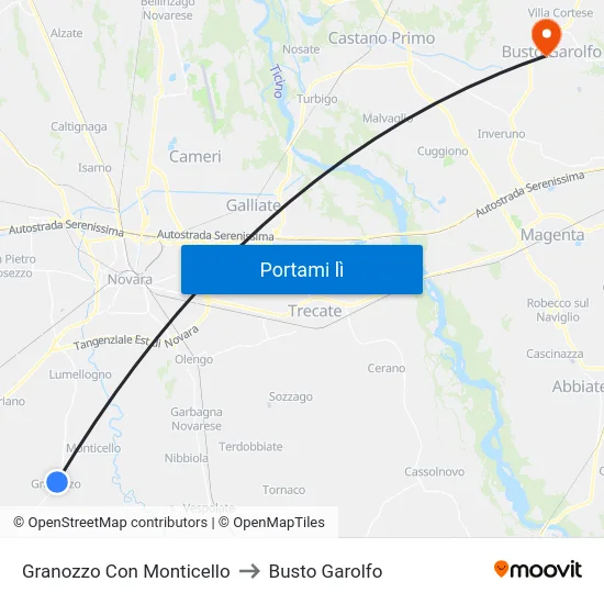 Granozzo Con Monticello to Busto Garolfo map