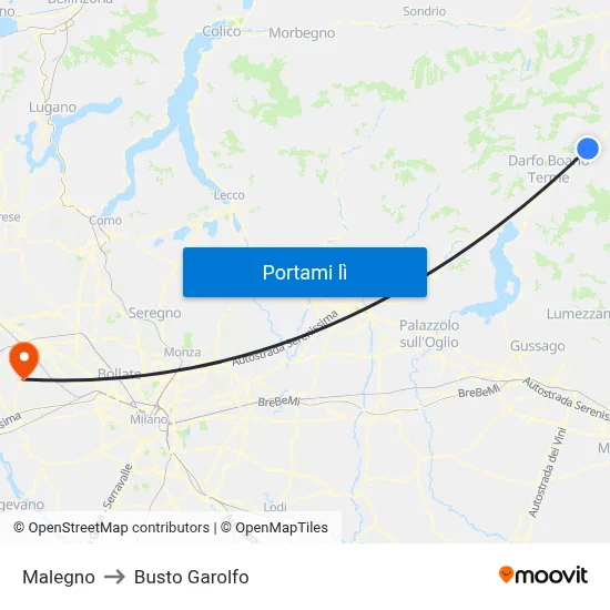 Malegno to Busto Garolfo map