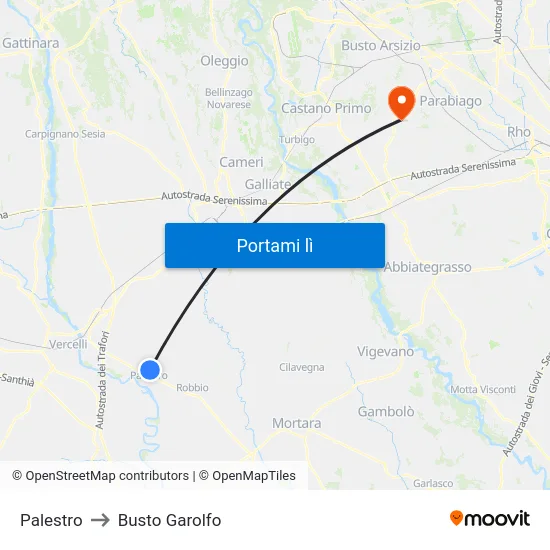 Palestro to Busto Garolfo map