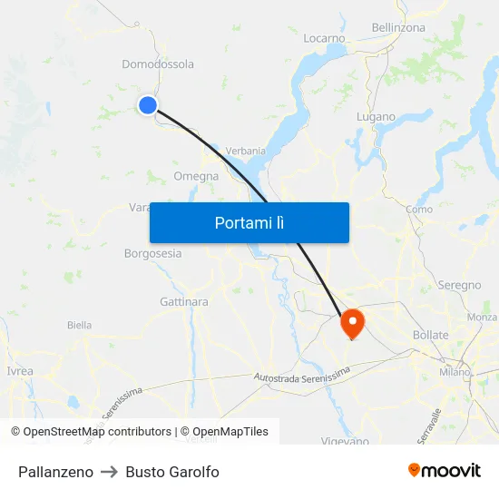 Pallanzeno to Busto Garolfo map