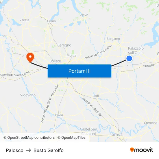 Palosco to Busto Garolfo map