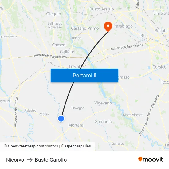 Nicorvo to Busto Garolfo map