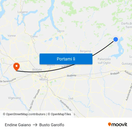 Endine Gaiano to Busto Garolfo map