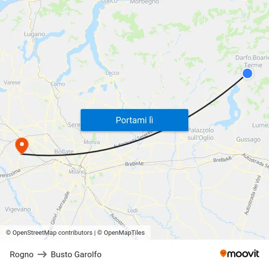 Rogno to Busto Garolfo map