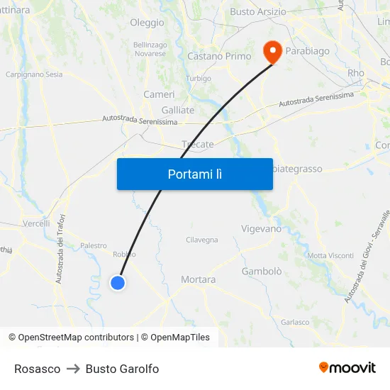 Rosasco to Busto Garolfo map
