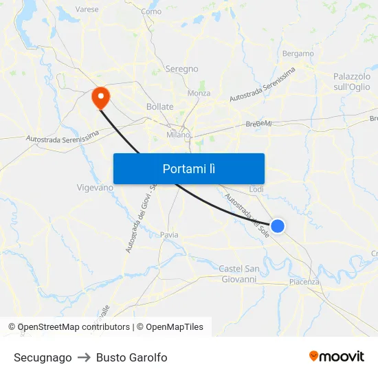 Secugnago to Busto Garolfo map