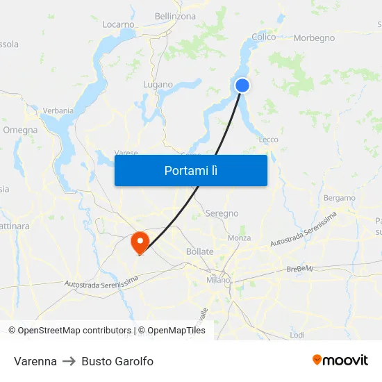 Varenna to Busto Garolfo map