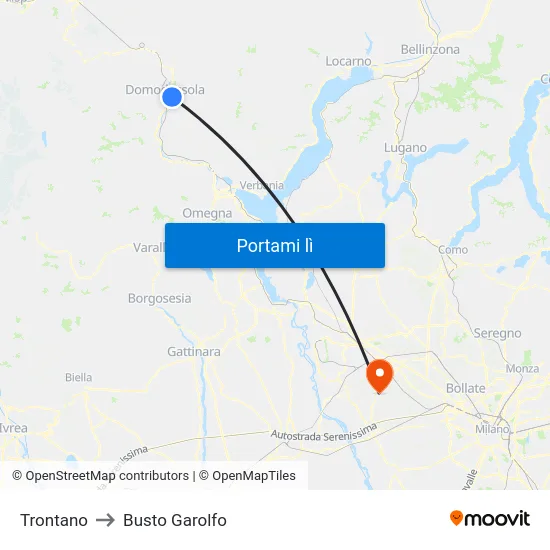 Trontano to Busto Garolfo map