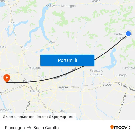 Piancogno to Busto Garolfo map