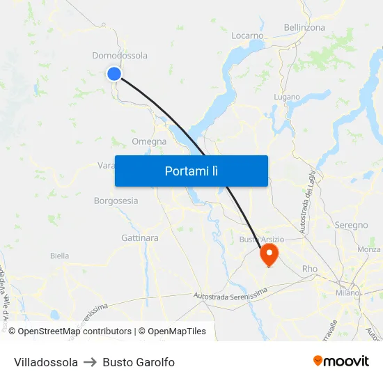 Villadossola to Busto Garolfo map