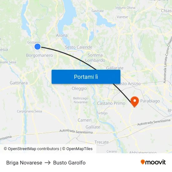 Briga Novarese to Busto Garolfo map
