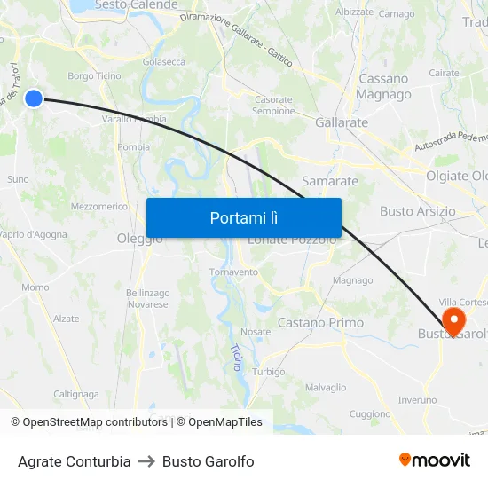 Agrate Conturbia to Busto Garolfo map