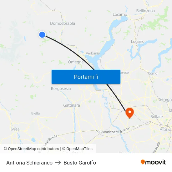 Antrona Schieranco to Busto Garolfo map