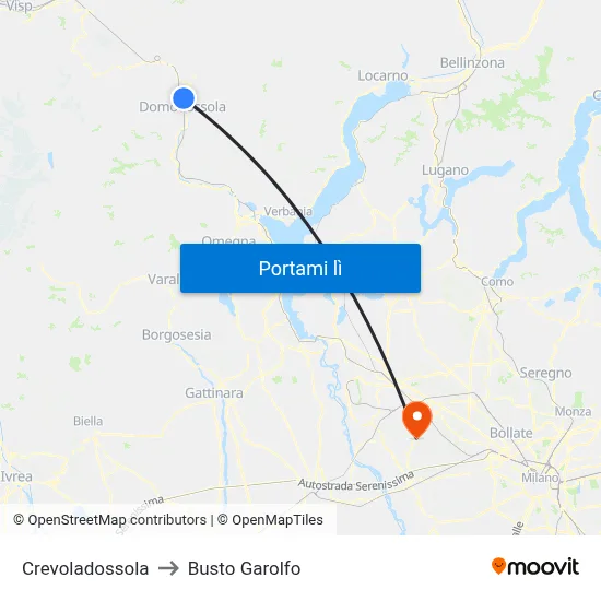 Crevoladossola to Busto Garolfo map