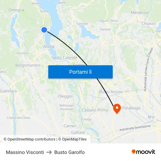 Massino Visconti to Busto Garolfo map