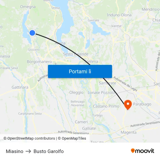 Miasino to Busto Garolfo map