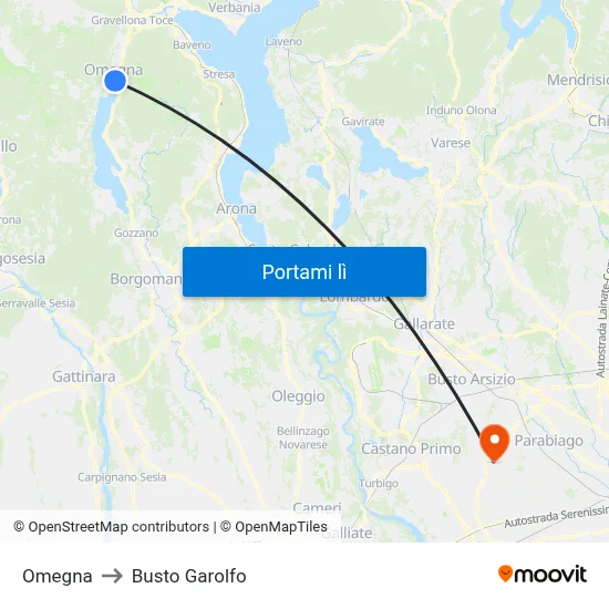 Omegna to Busto Garolfo map