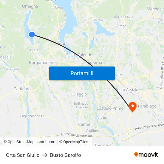 Orta San Giulio to Busto Garolfo map