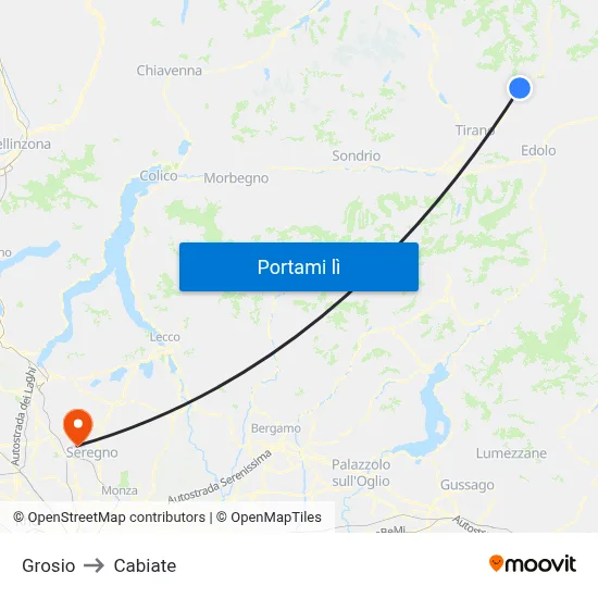 Grosio to Cabiate map