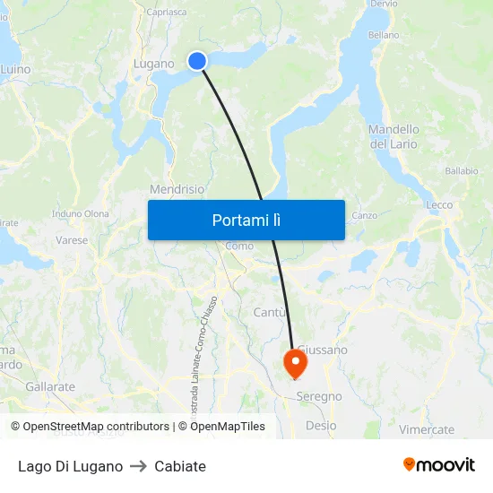 Lago Di Lugano to Cabiate map