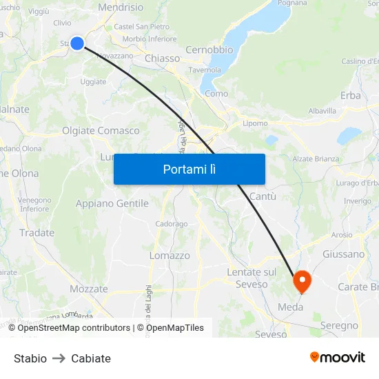 Stabio to Cabiate map