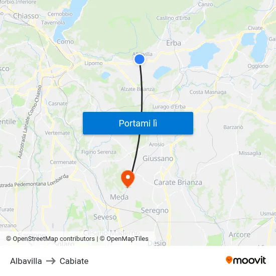 Albavilla to Cabiate map